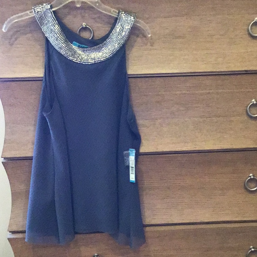 Alice and Olivia iris tank with embellished neck